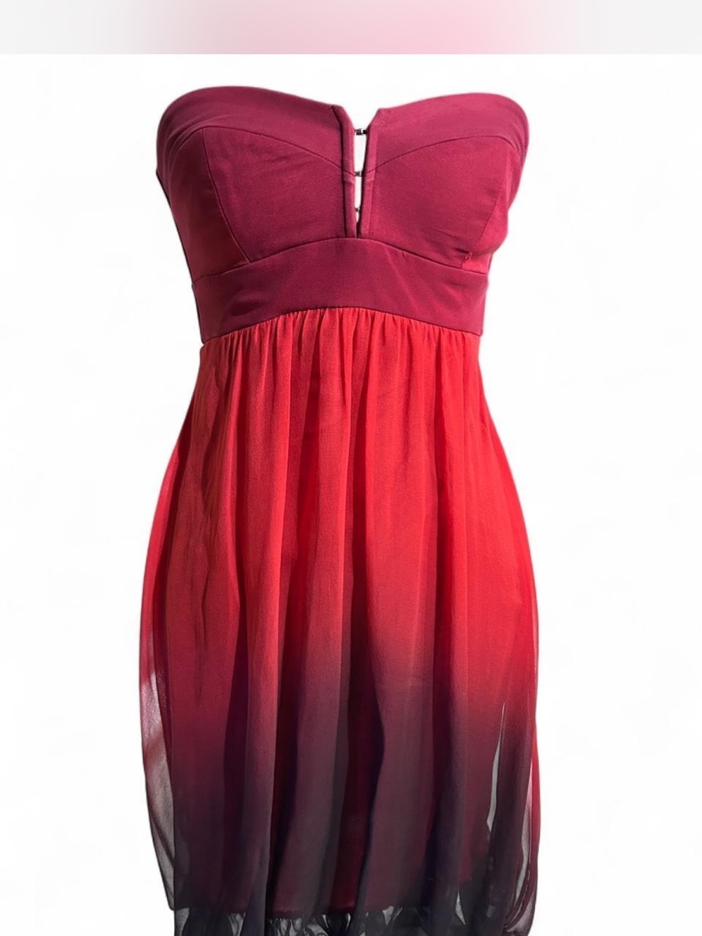 Alexia Admor Strapless Ombre Red to Black Party Dress